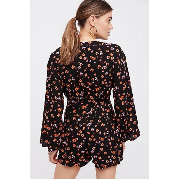 New Free People L'amour Printed Romper Black - Picture 2 of 3